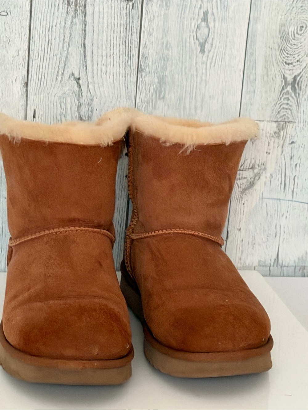 UGG Short Shearling Boots - Chestnut Brown with Cream Lining